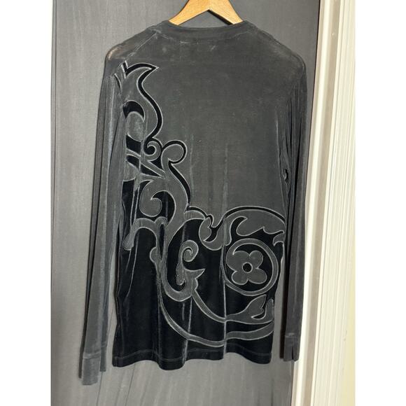 Zenergy Chicos Snap Button Black Velvet Shacket Sheer Damask Whimsigoth 1 Fairy - Picture 5 of 9